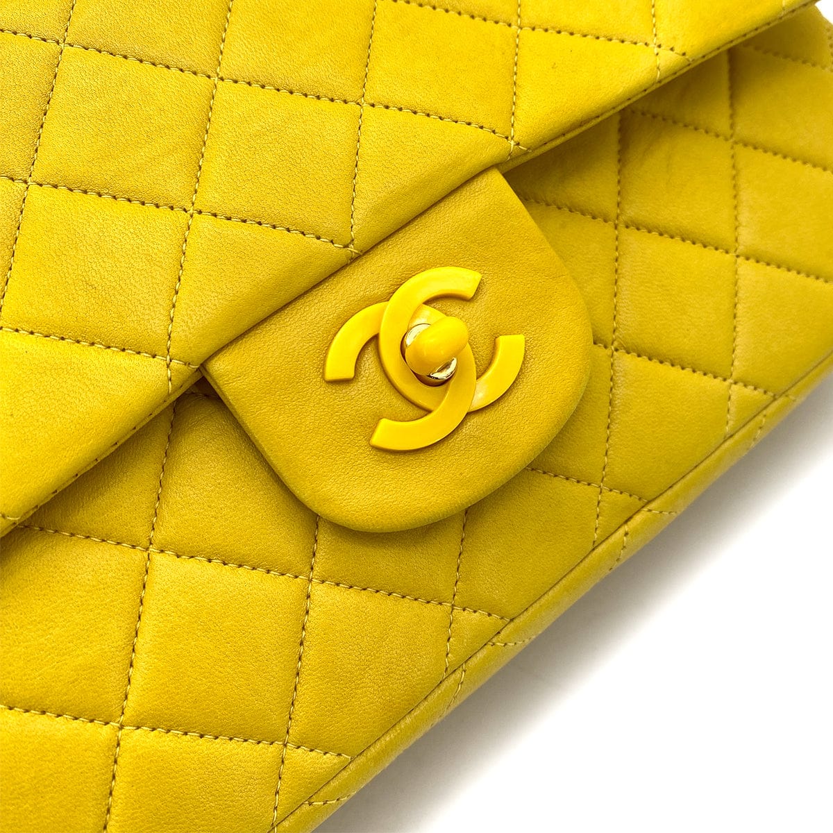 Chanel Chanel Vintage Classic Flap Medium Yellow Lambskin GHW #4 90252985