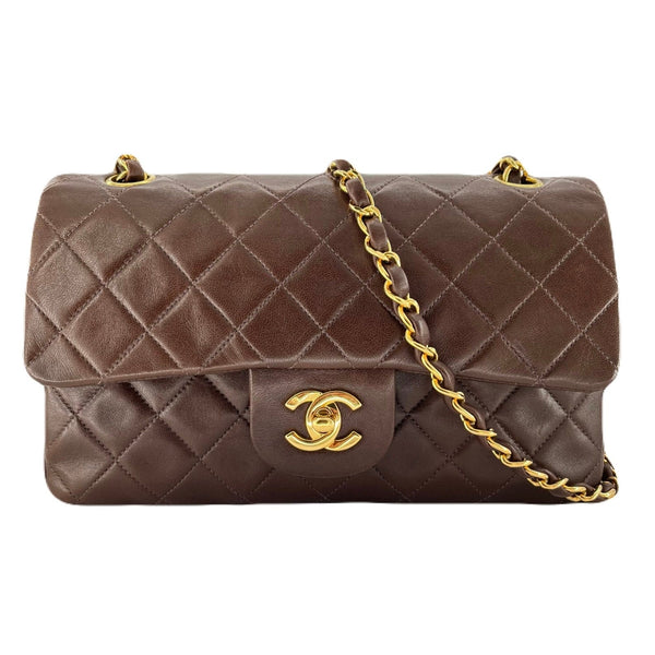 Chanel CHANEL VINTAGE CLASSIC FLAP SMALL BROWN LAMB SKIN 90158874