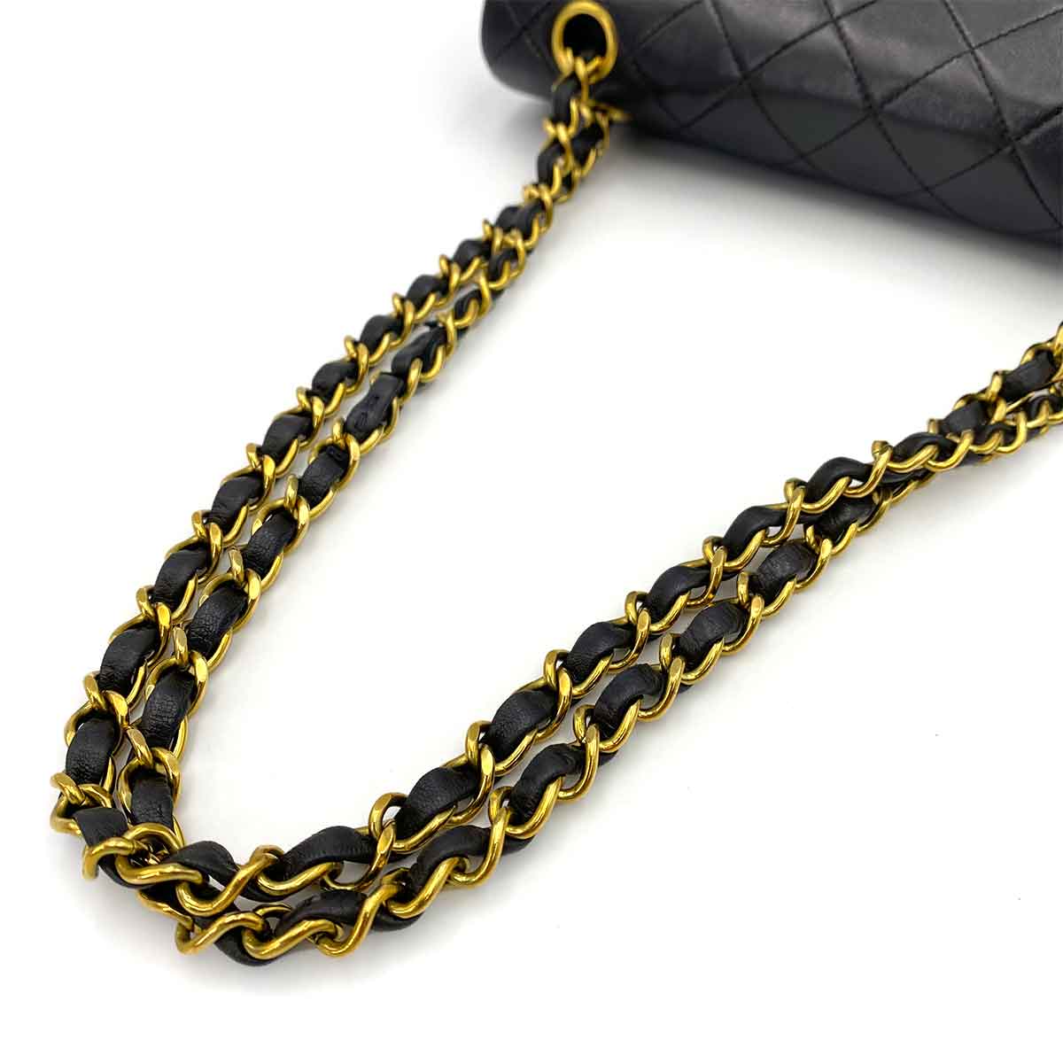 CHANEL CHANEL VINTAGE CLASSIC FLAP SMALL CHAIN SHOULDER BAG BLACK LAMB SKIN 90241700