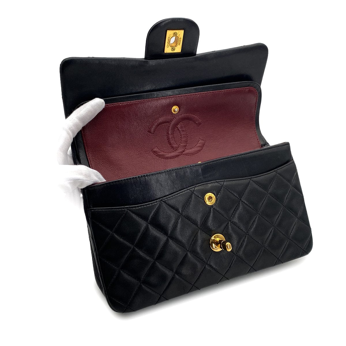 CHANEL CHANEL VINTAGE CLASSIC FLAP SMALL CHAIN SHOULDER BAG BLACK LAMB SKIN 90305233