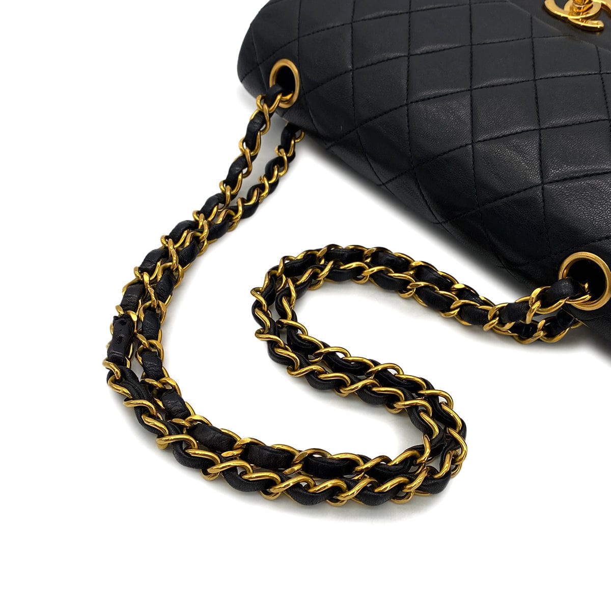 CHANEL CHANEL VINTAGE CLASSIC FLAP SMALL CHAIN SHOULDER BAG BLACK LAMB SKIN 90305233
