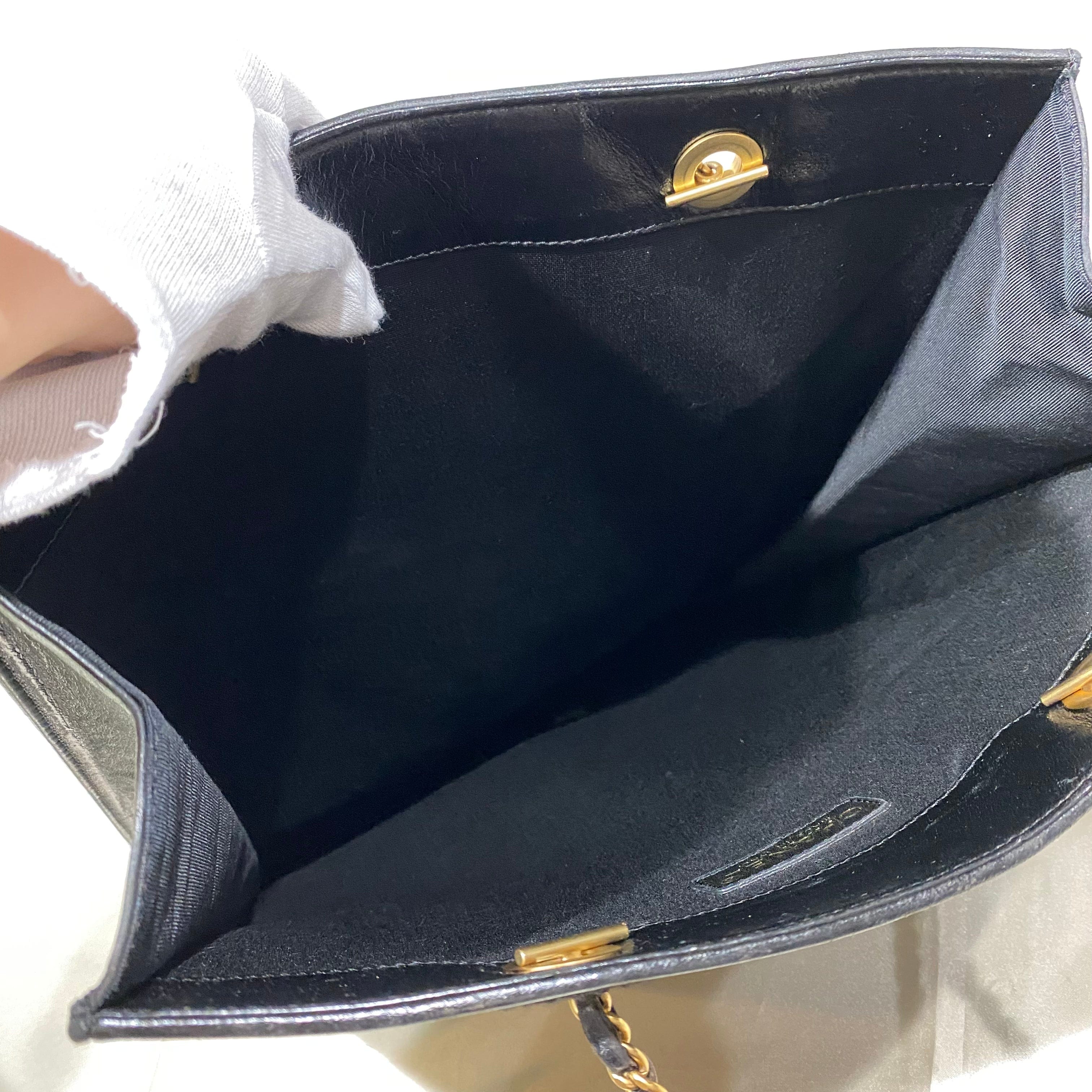 Chanel CHANEL VINTAGE COCO MOTIF MADEMOISELLE CHAIN TOTE BAG BLACK CANVAS LEATHER 90195778