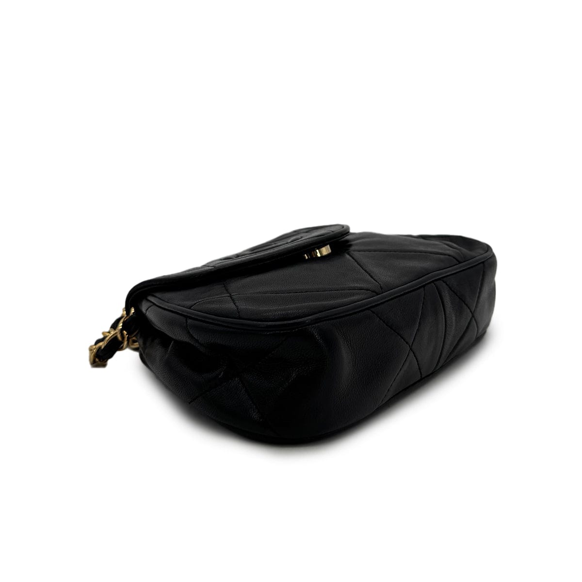 CHANEL CHANEL VINTAGE COCOMARK MATELASSE CHAIN SHOULDER BAG BLACK LAMB SKIN 90306513