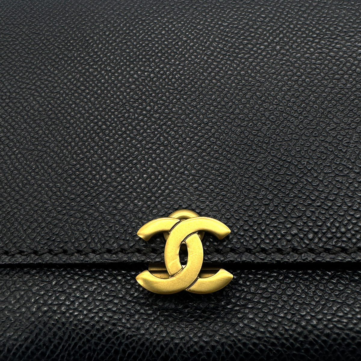CHANEL CHANEL VINTAGE COCOMARK TRIFOLD WALLET BLACK CAVIAR SKIN 90291903