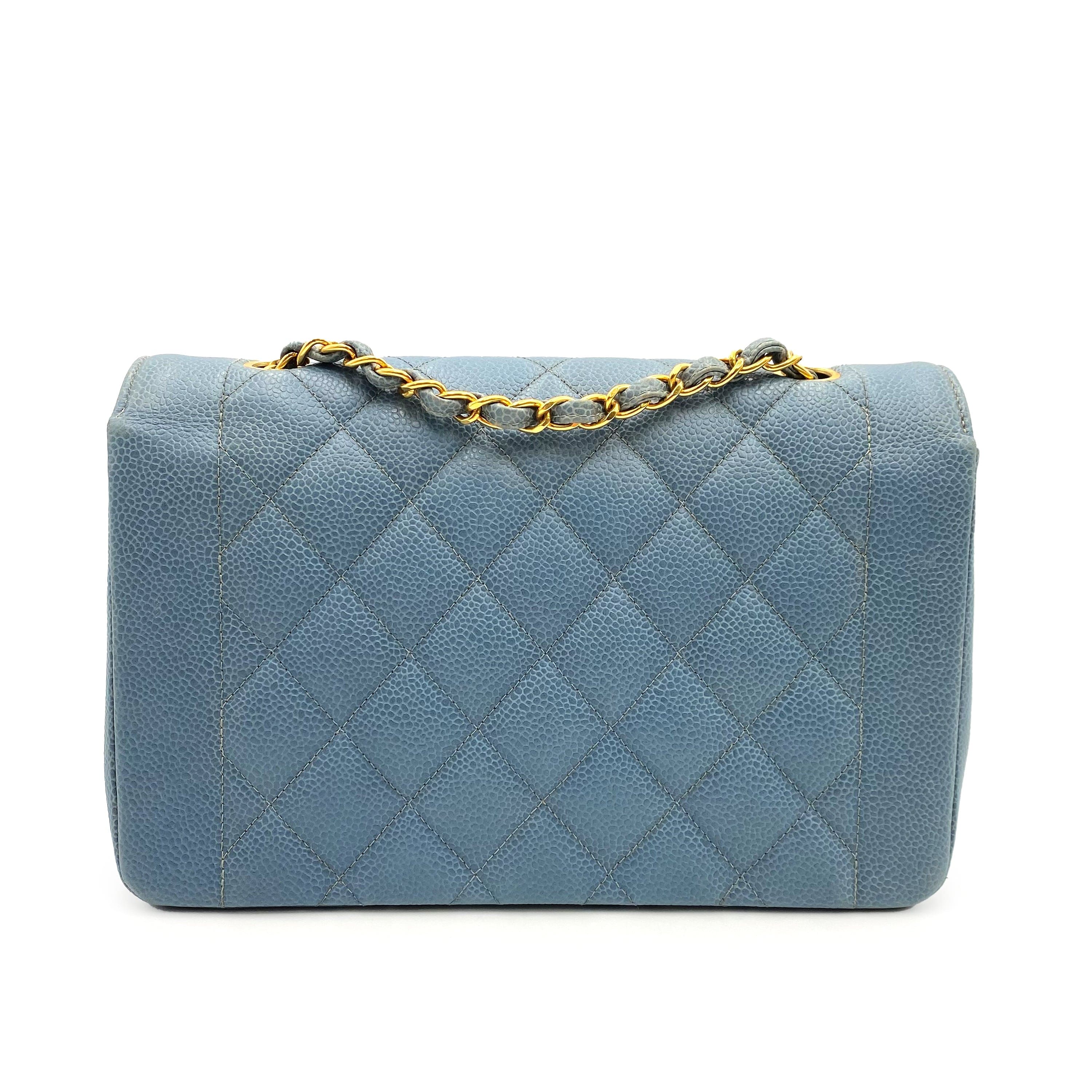 Chanel CHANEL VINTAGE DIANA MEDIUM CHAIN SHOULDER BAG BLUE CAVIAR SKIN 90229354