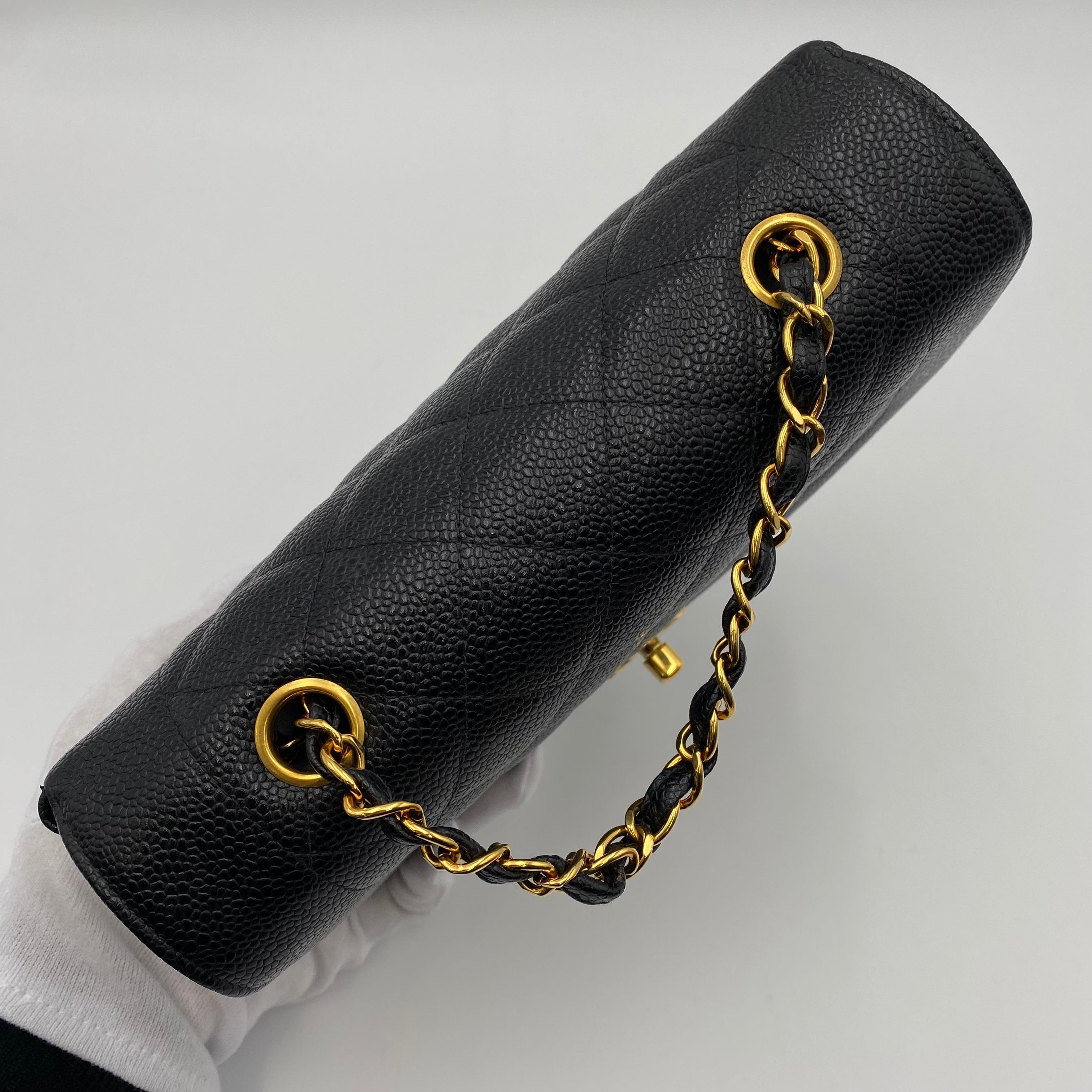 Chanel CHANEL VINTAGE DIANA SMALL CHAIN SHOULDER BAG BLACK CAVIAR SKIN 90219632