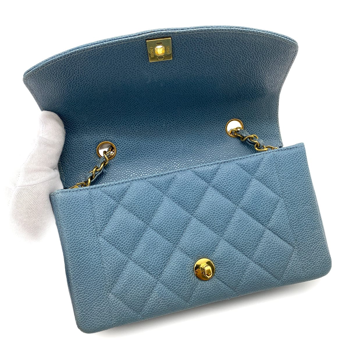 chanel Chanel Vintage Diana Small Grey-Blue Caviar GHW #3 90252875