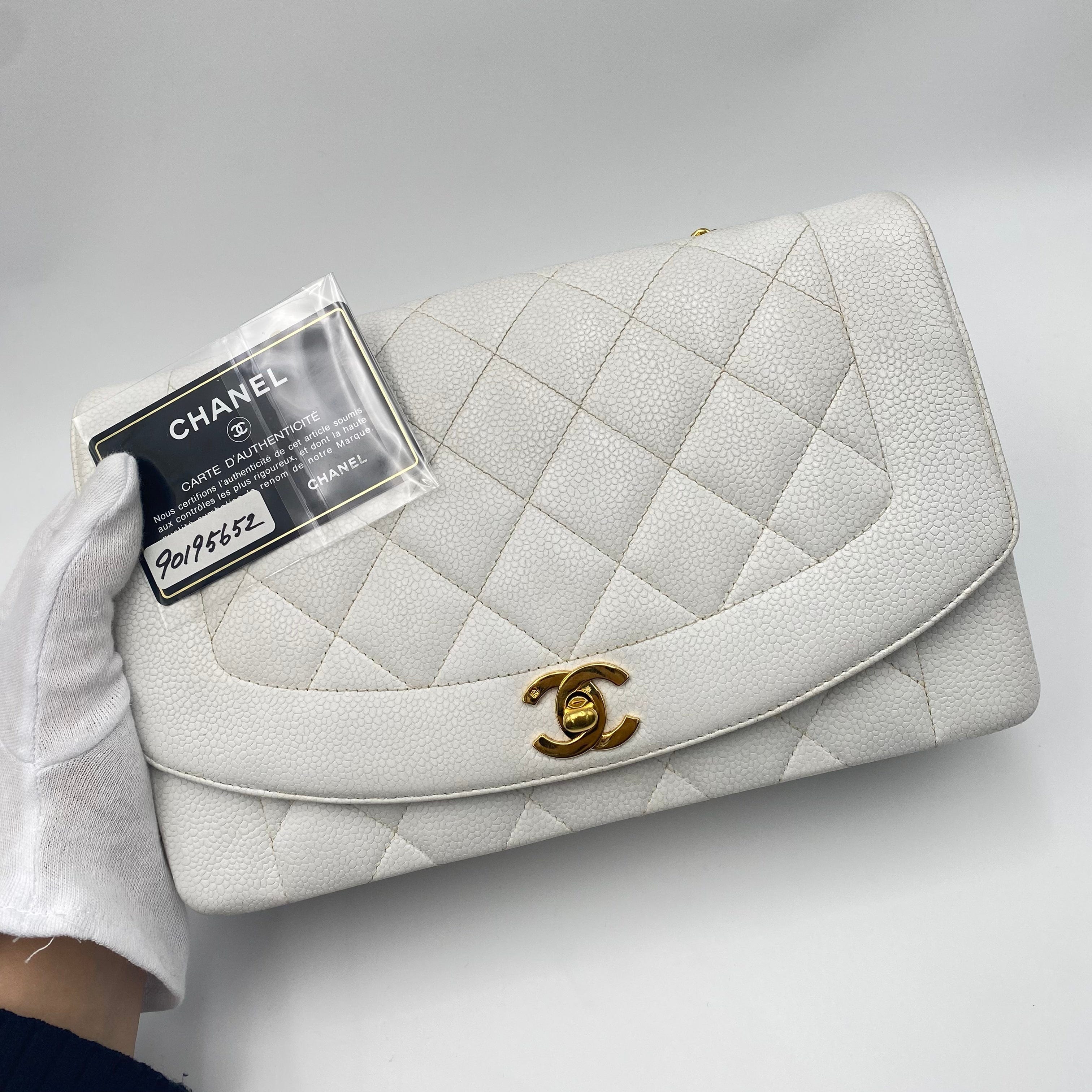 Chanel Chanel Vintage Diana Small White Caviar GHW #4 90195652