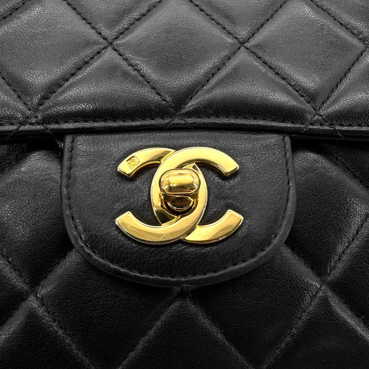 Chanel CHANEL VINTAGE DOUBLE FACE SHOULDER BAG BLACK LAMB SKIN 90267394
