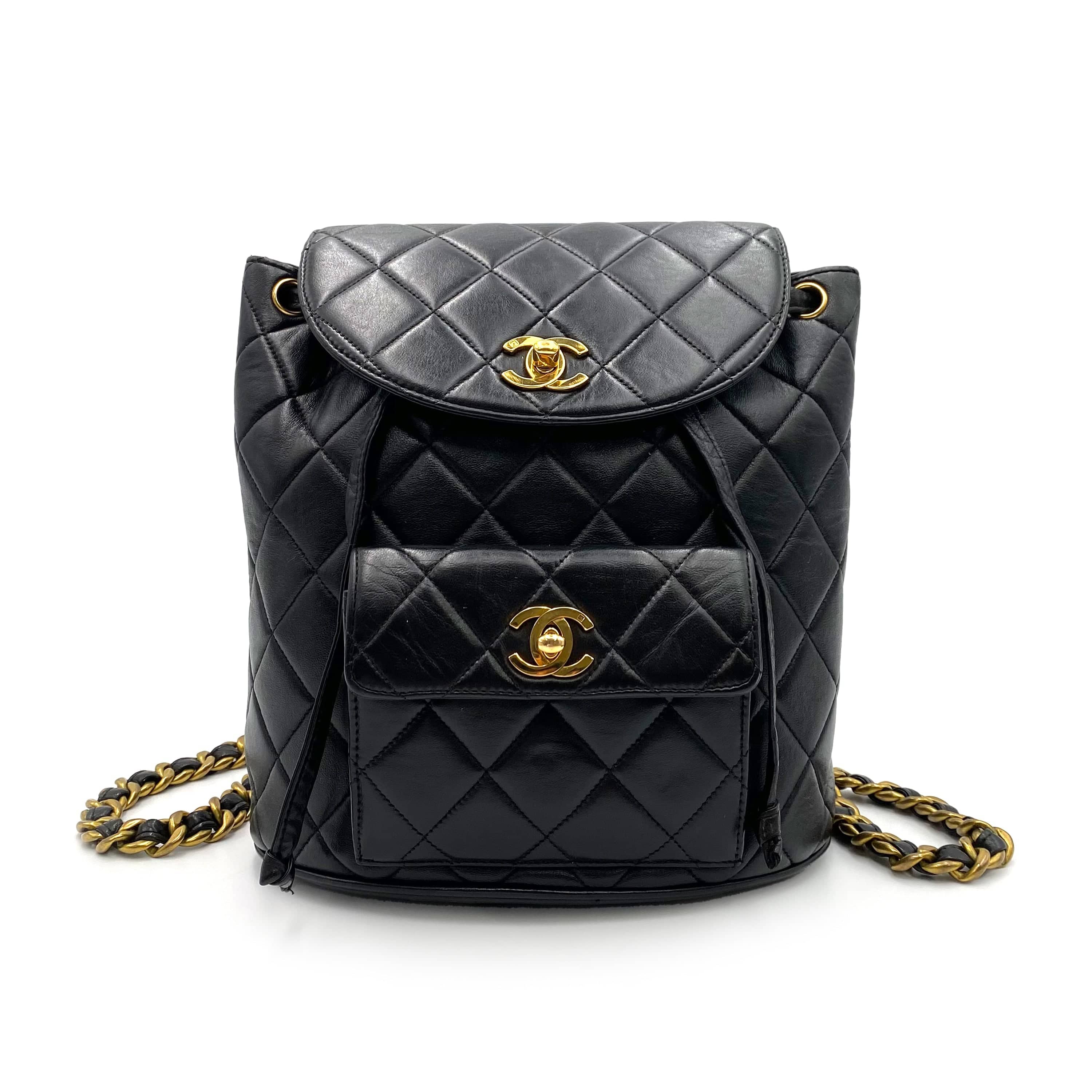 Chanel Chanel Vintage Duma Backpack Black Lambskin GHW #3 90233726