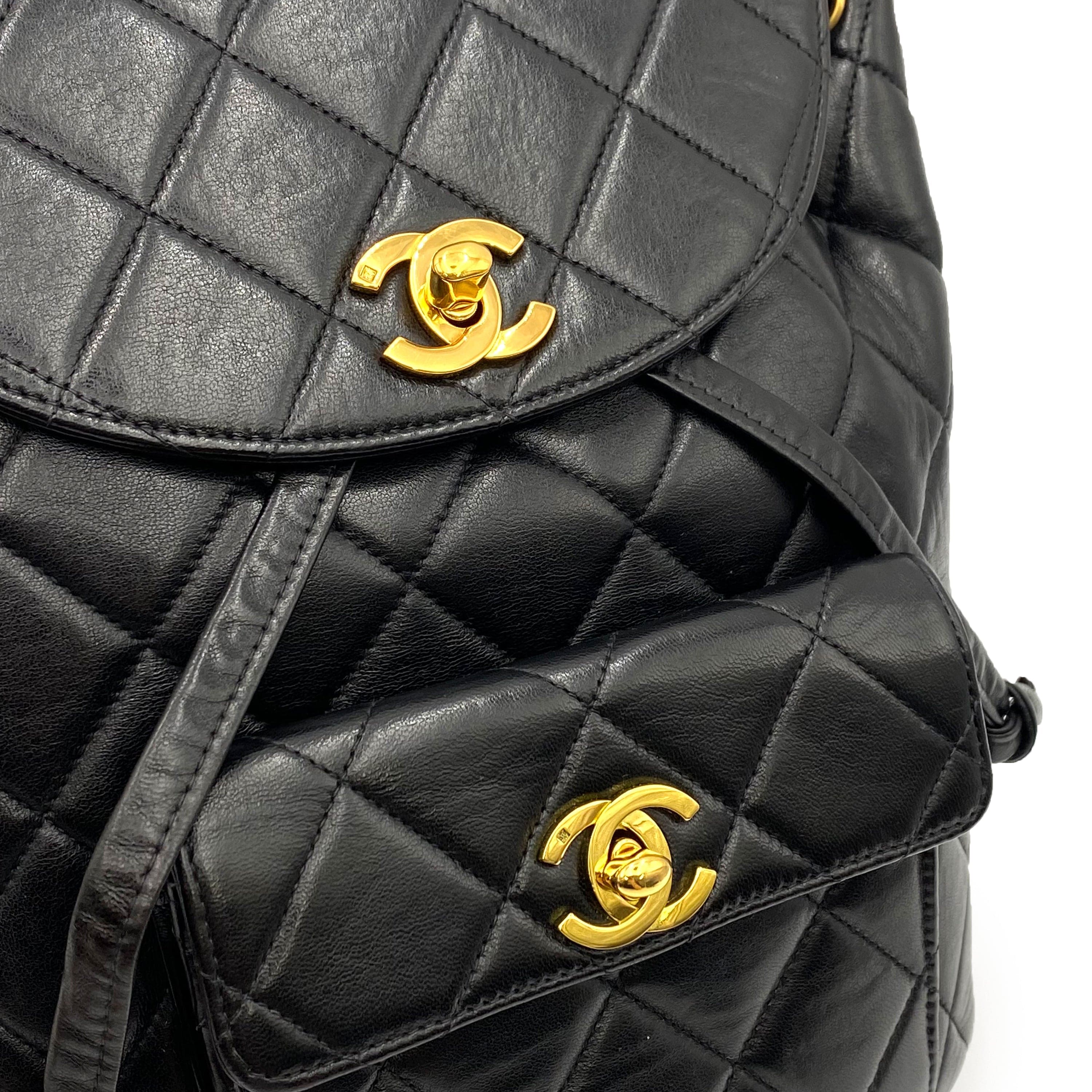 Chanel CHANEL VINTAGE DUMA CHAIN BACKPACK BLACK LAMB SKIN 90237325