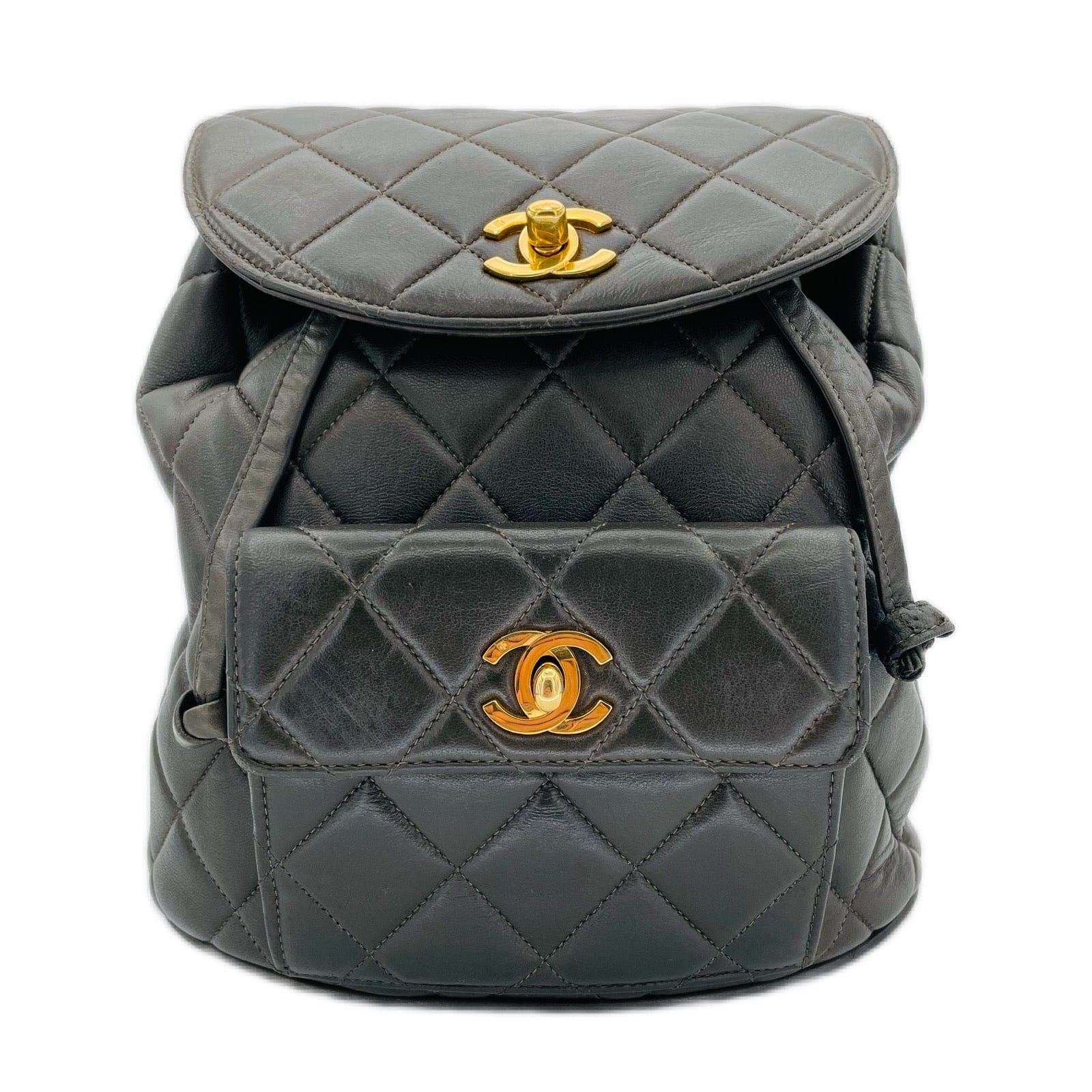 Chanel CHANEL VINTAGE DUMA CHAIN BACKPACK KHAKI LAMB SKIN 90186612