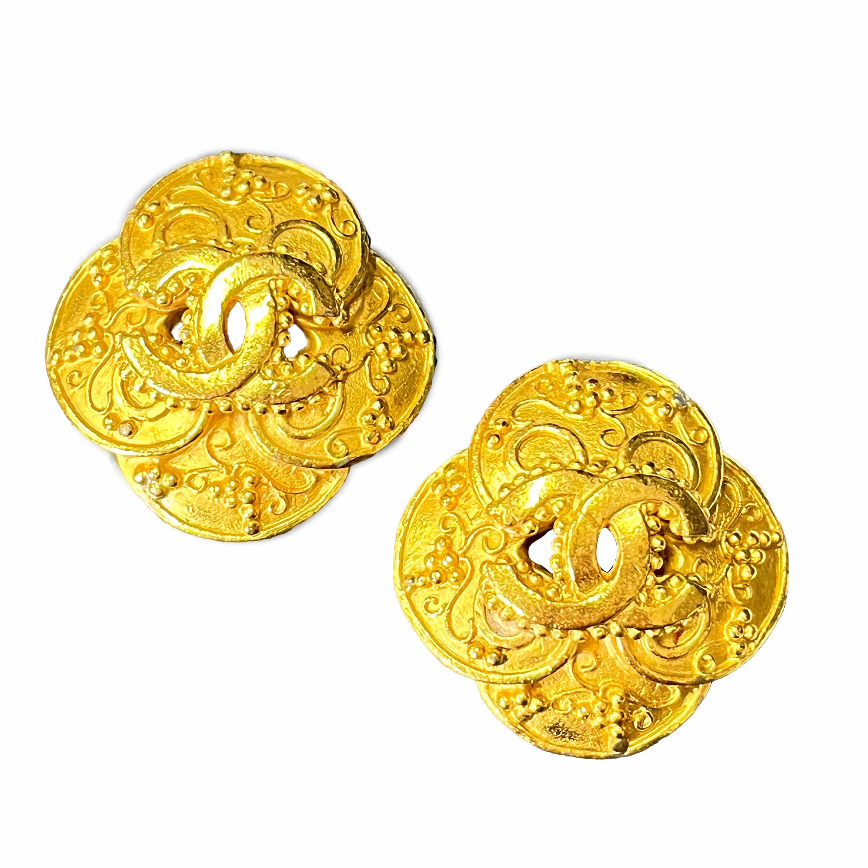 Chanel CHANEL VINTAGE EARRINGS COCOMARK CLOVER MOTIF ACCESSORY 96A 90210928