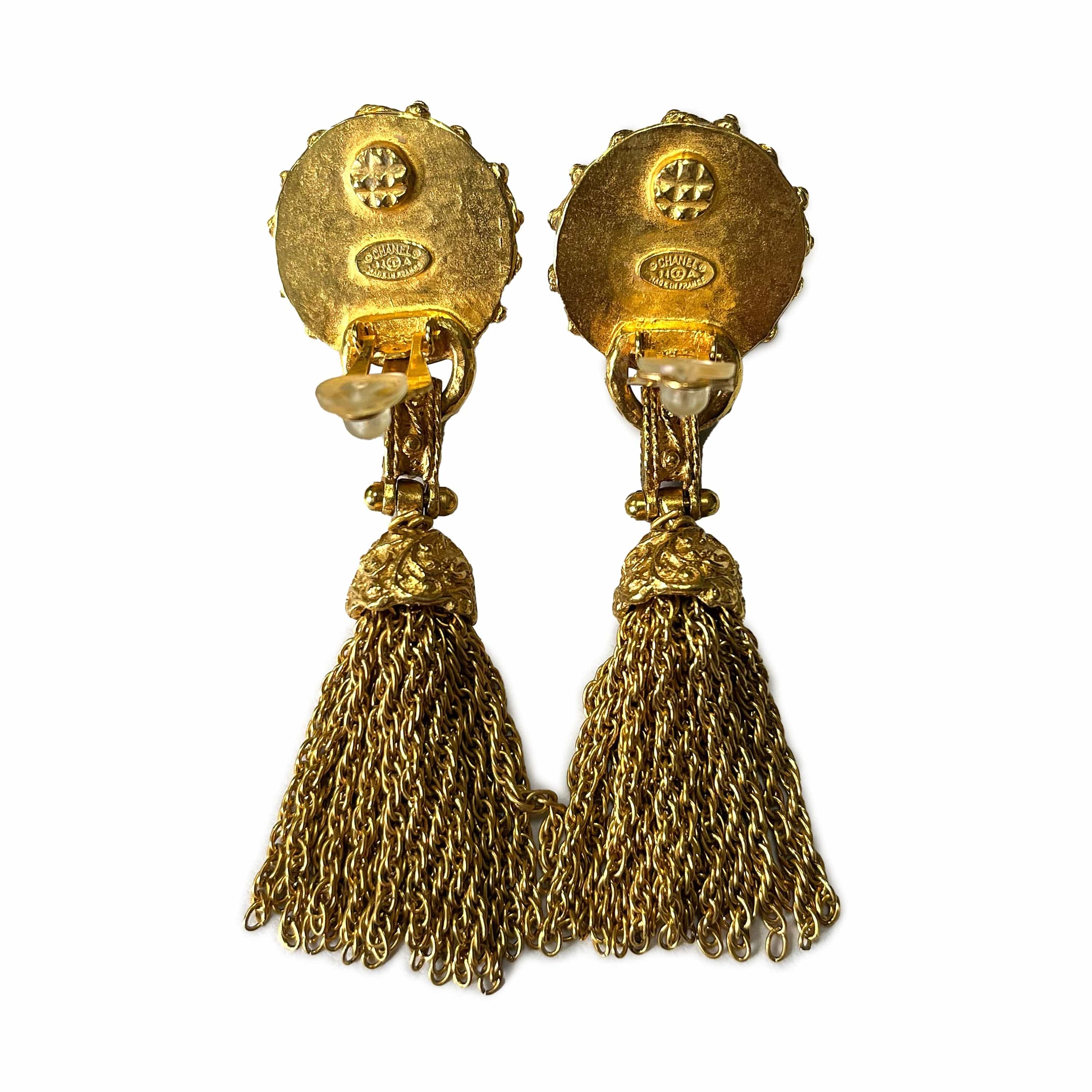 Chanel CHANEL VINTAGE EARRINGS COCOMARK FRINGE ACCESSORY 94A 90208981