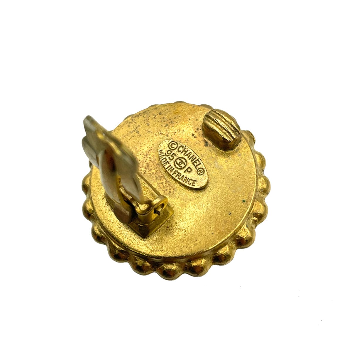 Chanel CHANEL VINTAGE EARRINGS COCOMARK ROUND BLACK ACCESSORY 90263067