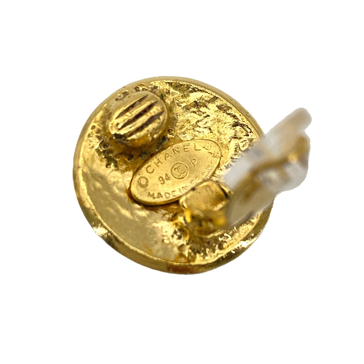 CHANEL CHANEL VINTAGE EARRINGS COCOMARK ROUND GOLD ACCESSORY 94P 90272584