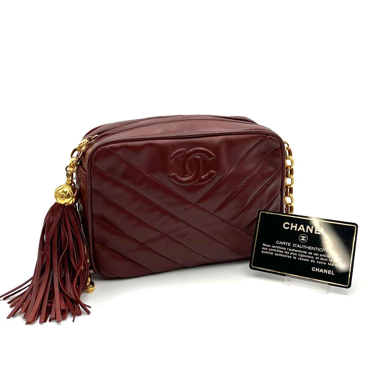 Chanel Chanel Vintage Fringe Camera Bag Bordeaux Lambskin Bijoux GHW #2 90233601