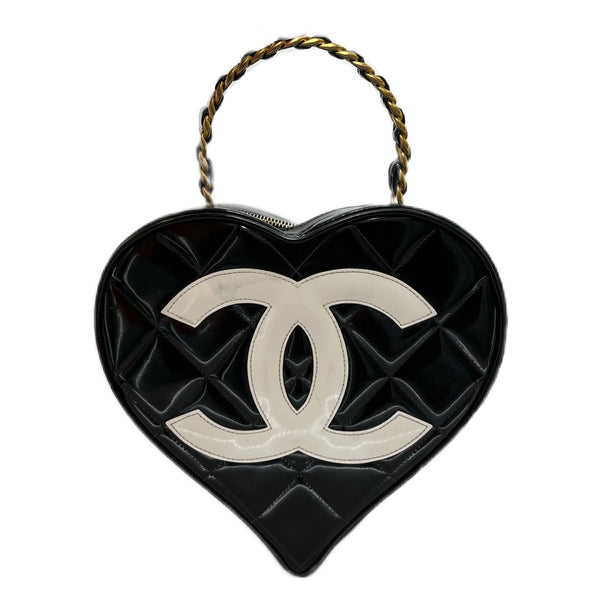 Chanel Chanel Vintage Heart Vanity Hand Bag Black Enamel 90193109