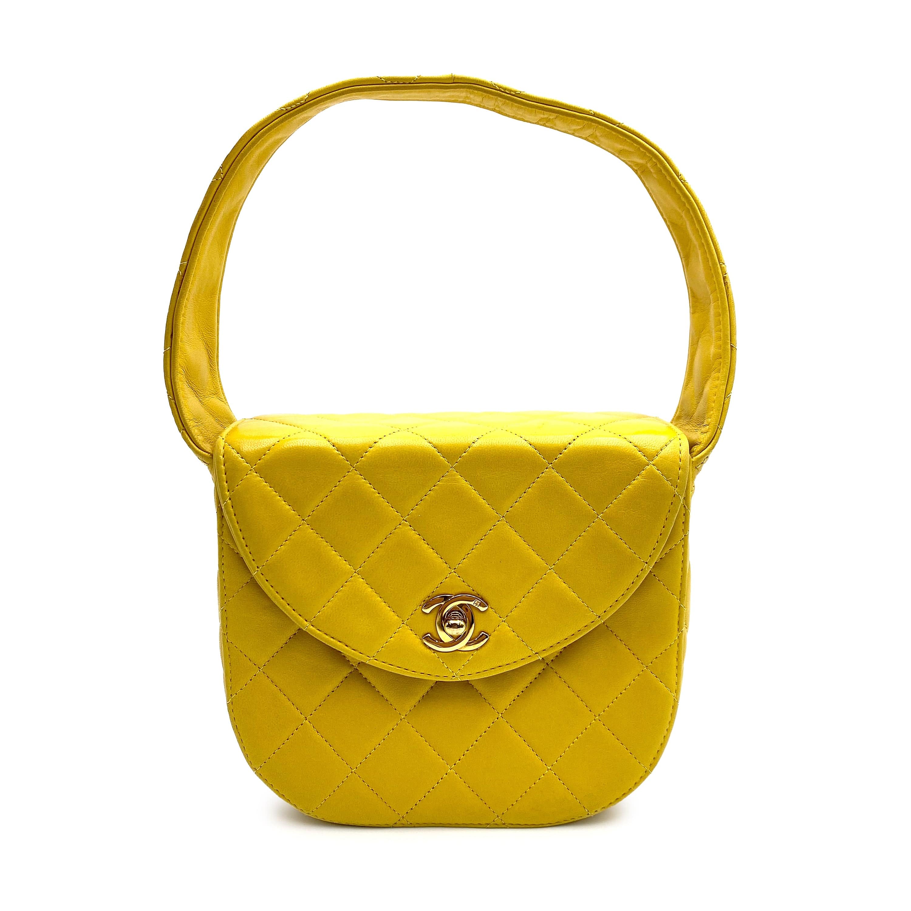 Chanel Chanel Vintage Hobo Vanity Yellow Lambskin GHW #2