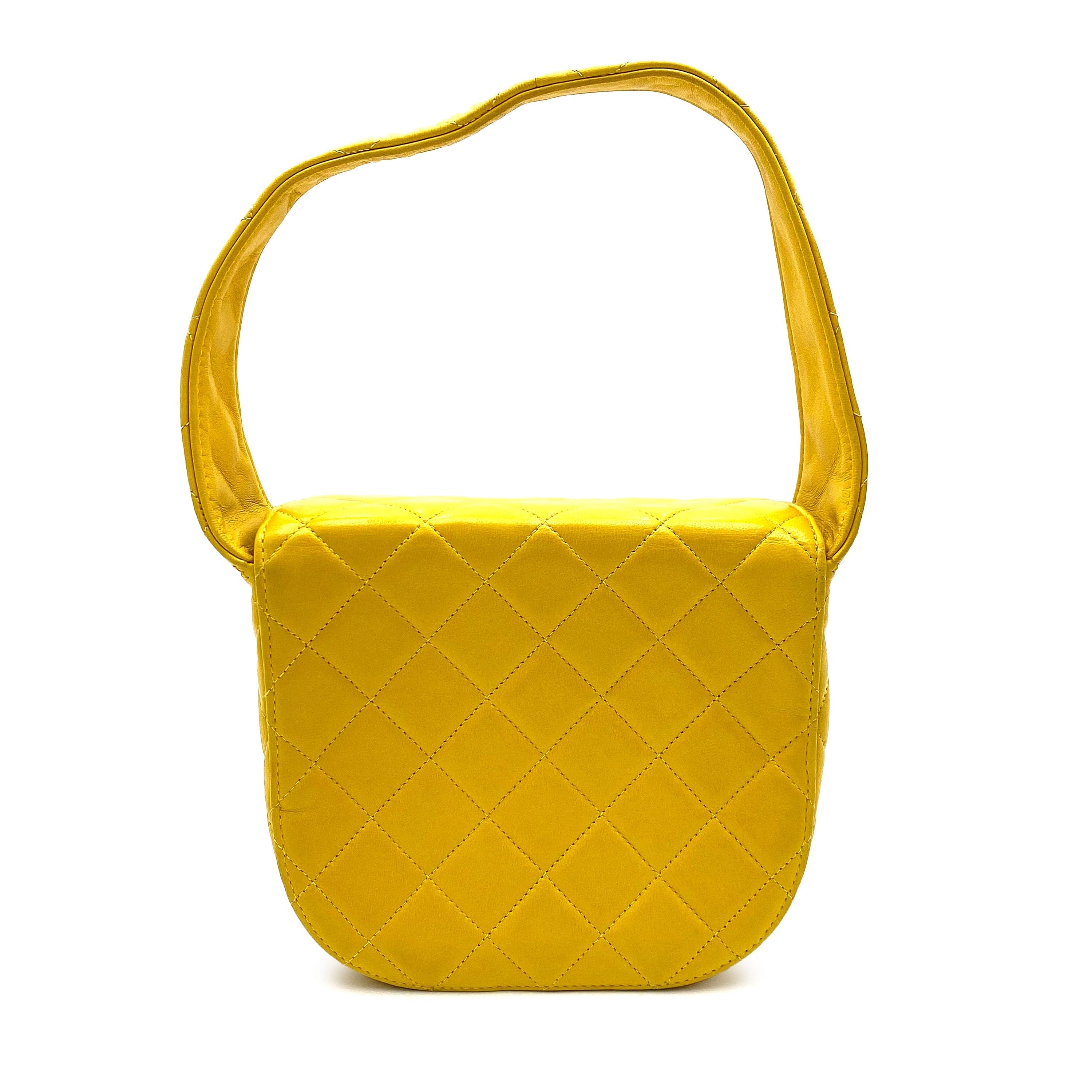 Chanel Chanel Vintage Hobo Vanity Yellow Lambskin GHW #2