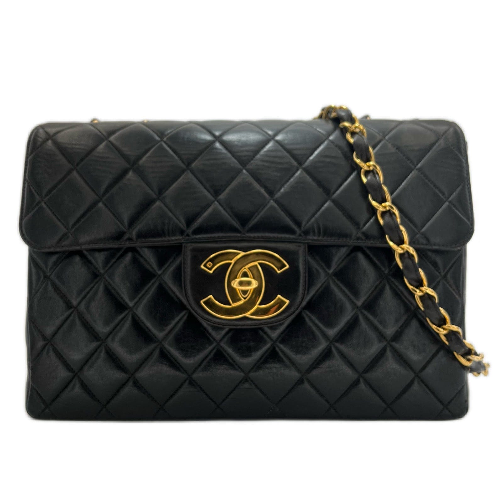 Chanel CHANEL VINTAGE JUMBO MATELASSE 30 BLACK LAMB SKIN 90196580