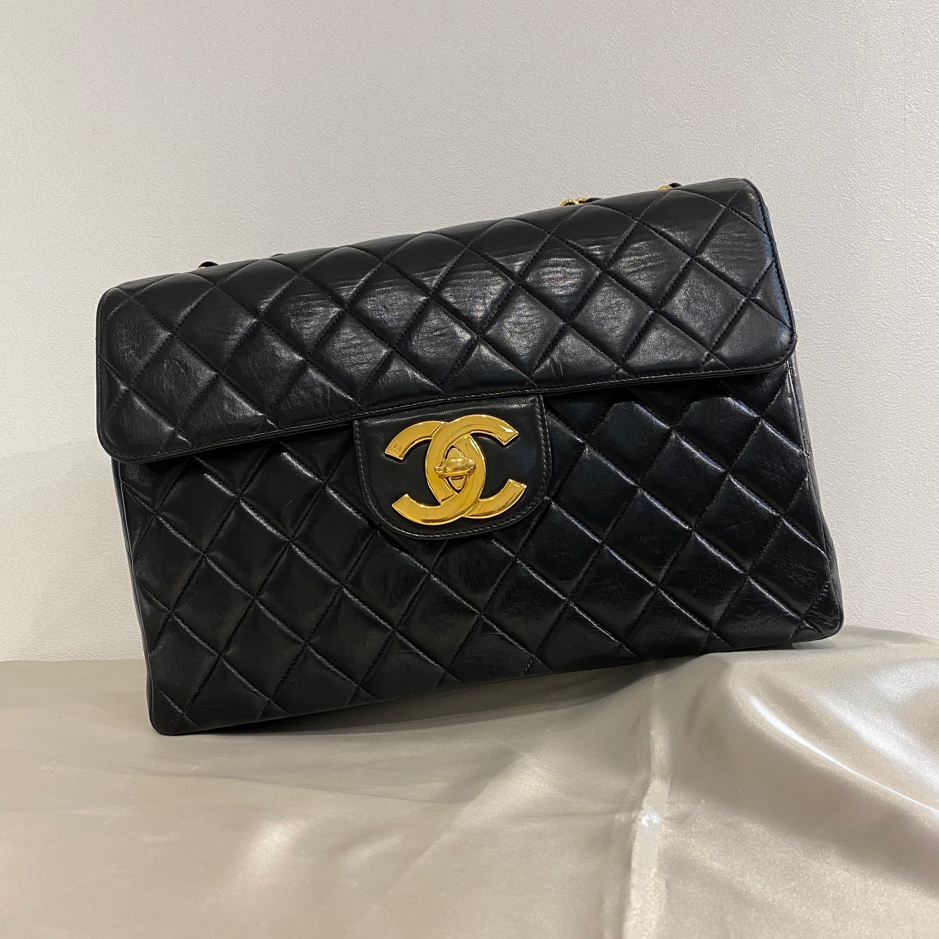 Chanel CHANEL VINTAGE JUMBO MATELASSE 30 BLACK LAMB SKIN 90196580