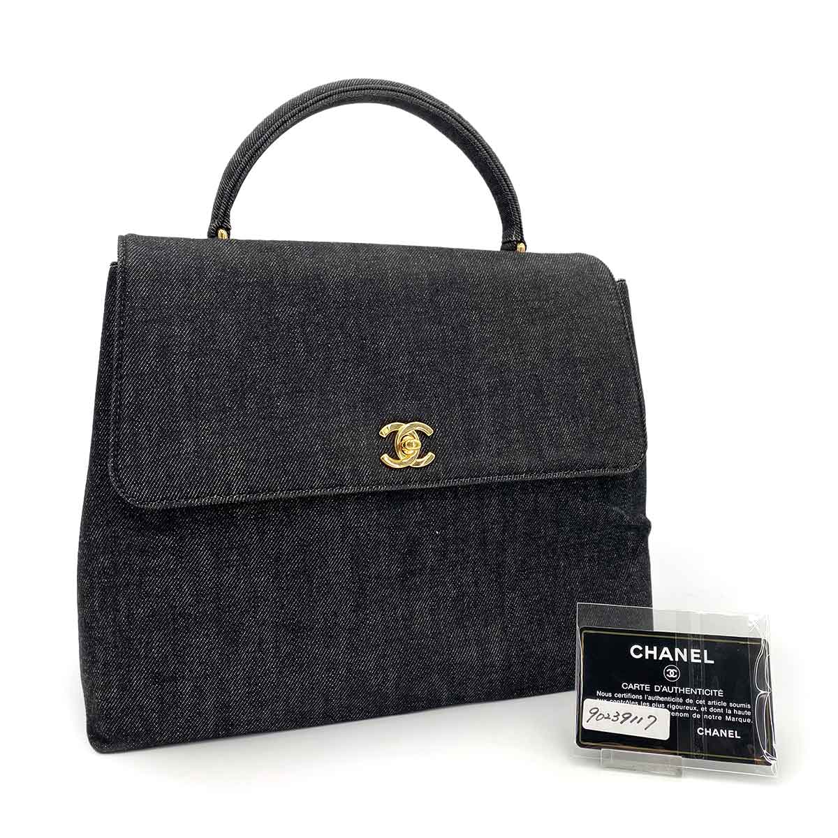 Chanel Chanel Vintage Kelly Black Denim GHW #5 90239117