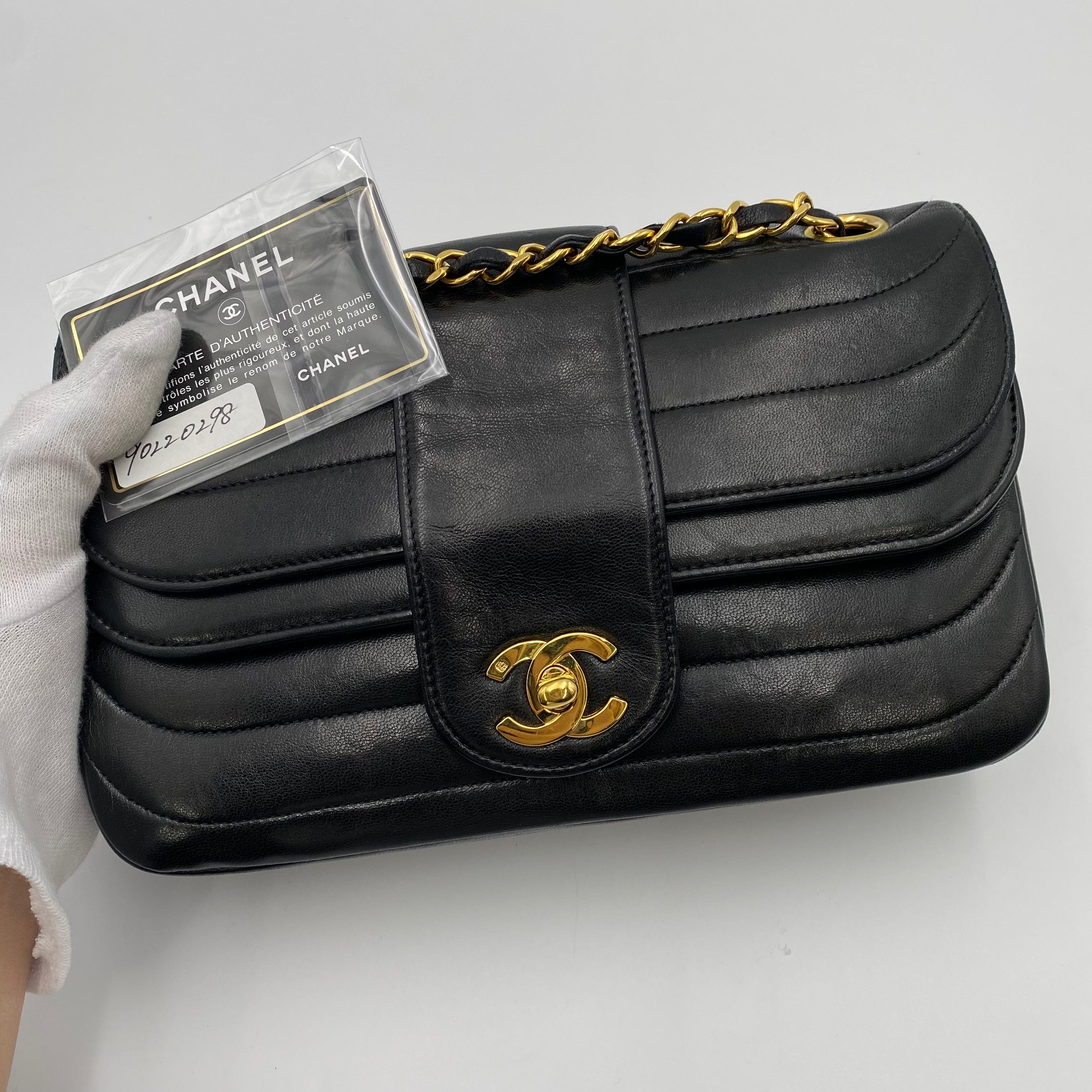 Chanel CHANEL VINTAGE MADEMOISELLE CHAIN SHOULDER BAG BLACK LAMB SKIN 90220298