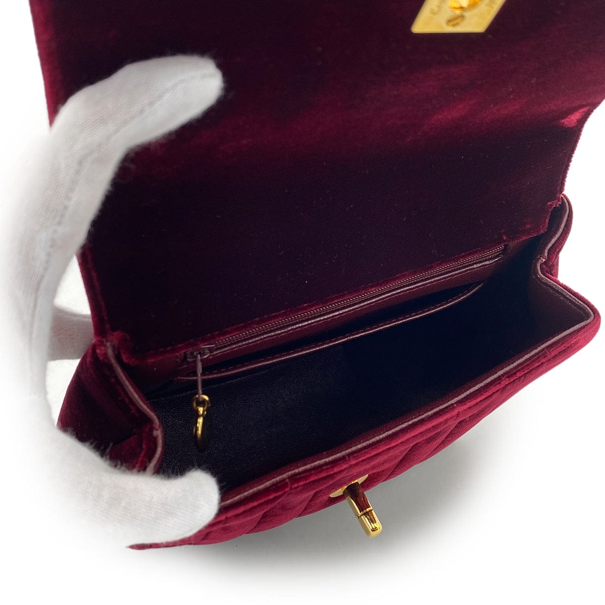 CHANEL CHANEL VINTAGE MADEMOISELLE HAND BAG BORDEAUX VELOR 90301744