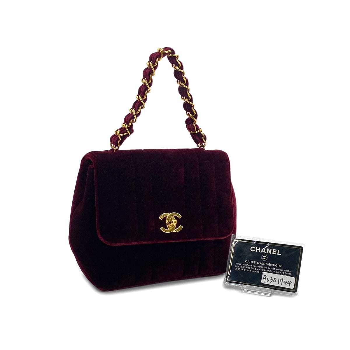 CHANEL CHANEL VINTAGE MADEMOISELLE HAND BAG BORDEAUX VELOR 90301744