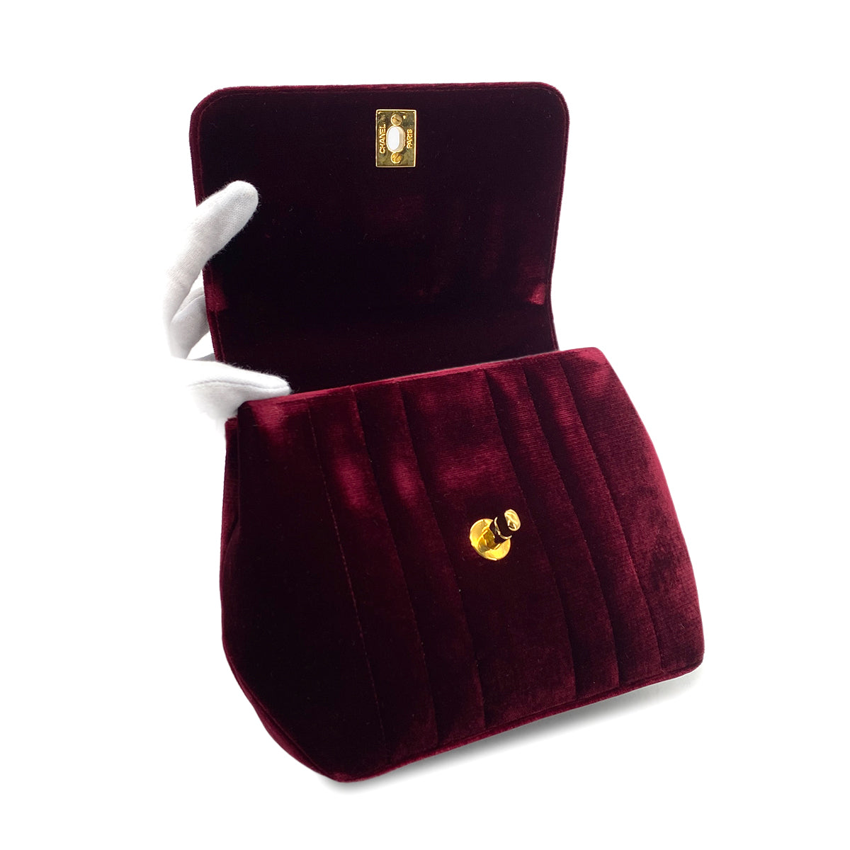 CHANEL CHANEL VINTAGE MADEMOISELLE HAND BAG BORDEAUX VELOR 90301744