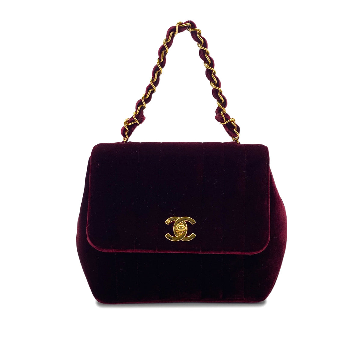 CHANEL CHANEL VINTAGE MADEMOISELLE HAND BAG BORDEAUX VELOR 90301744