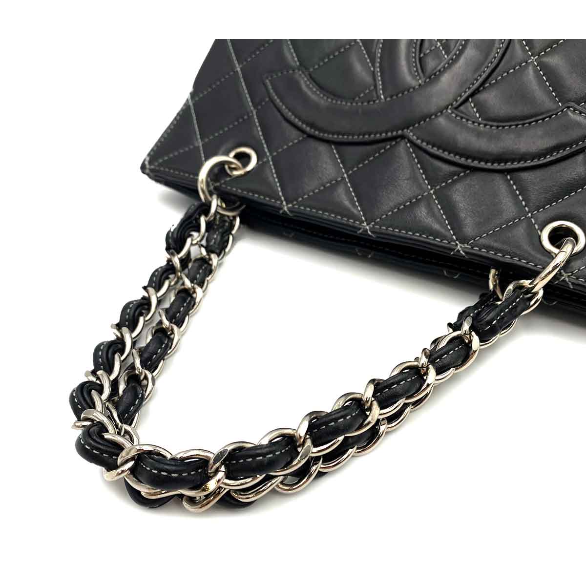 Chanel CHANEL VINTAGE MATELASSE CHAIN HAND BAG BLACK LAMB SKIN 90230698