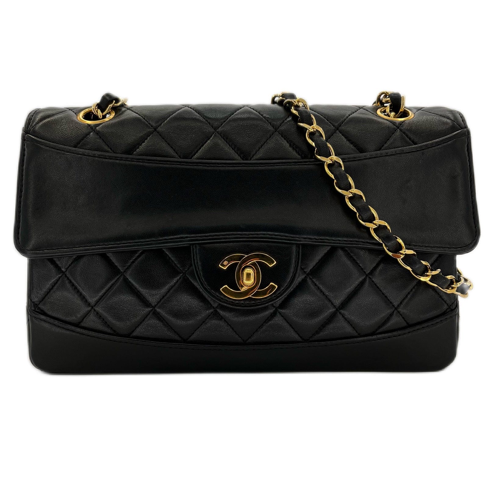 CHANEL VINTAGE MATELASSE CHAIN SHOULDER BAG BLACK LAMB SKIN 90207880 –  LuxuryPromise