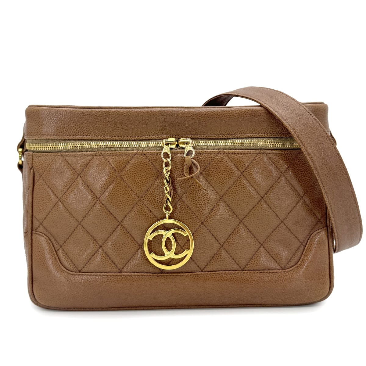 CHANEL CHANEL VINTAGE MATELASSE CHAIN SHOULDER BAG BROWN CAVIAR SKIN 90267433