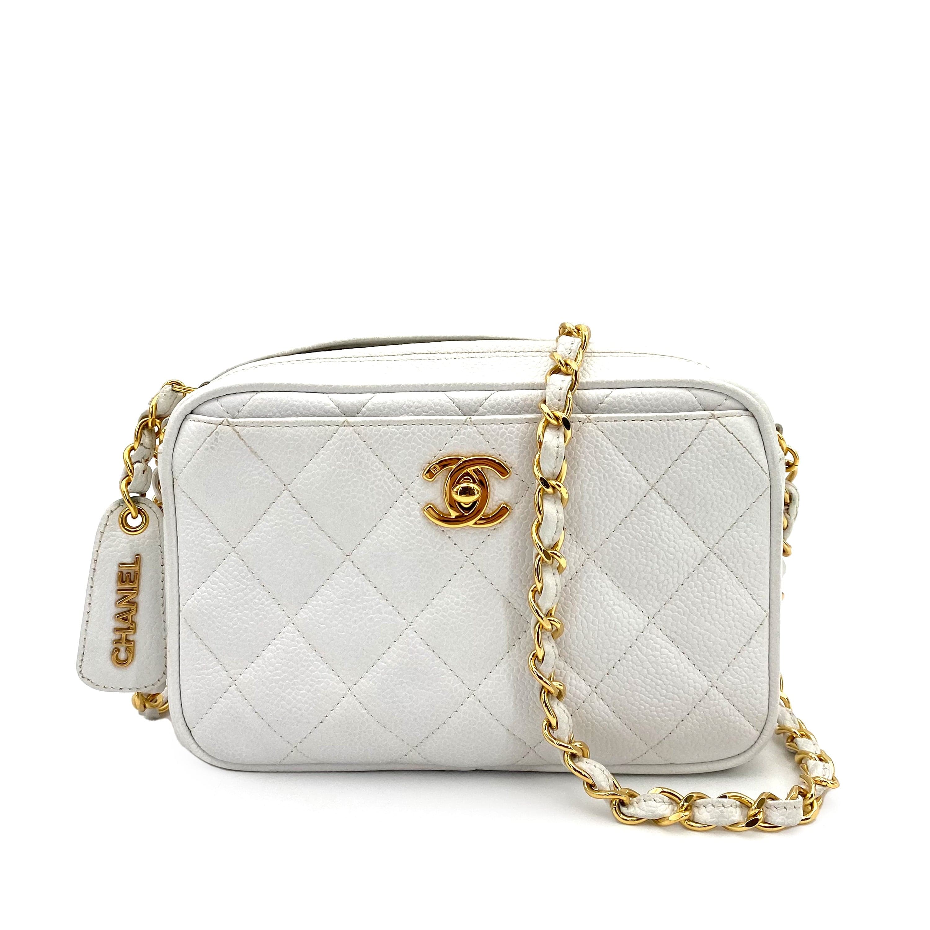 chanel CHANEL VINTAGE MATELASSE CHAIN SHULDER BAG WHITE CAVIAR SKIN 90241782