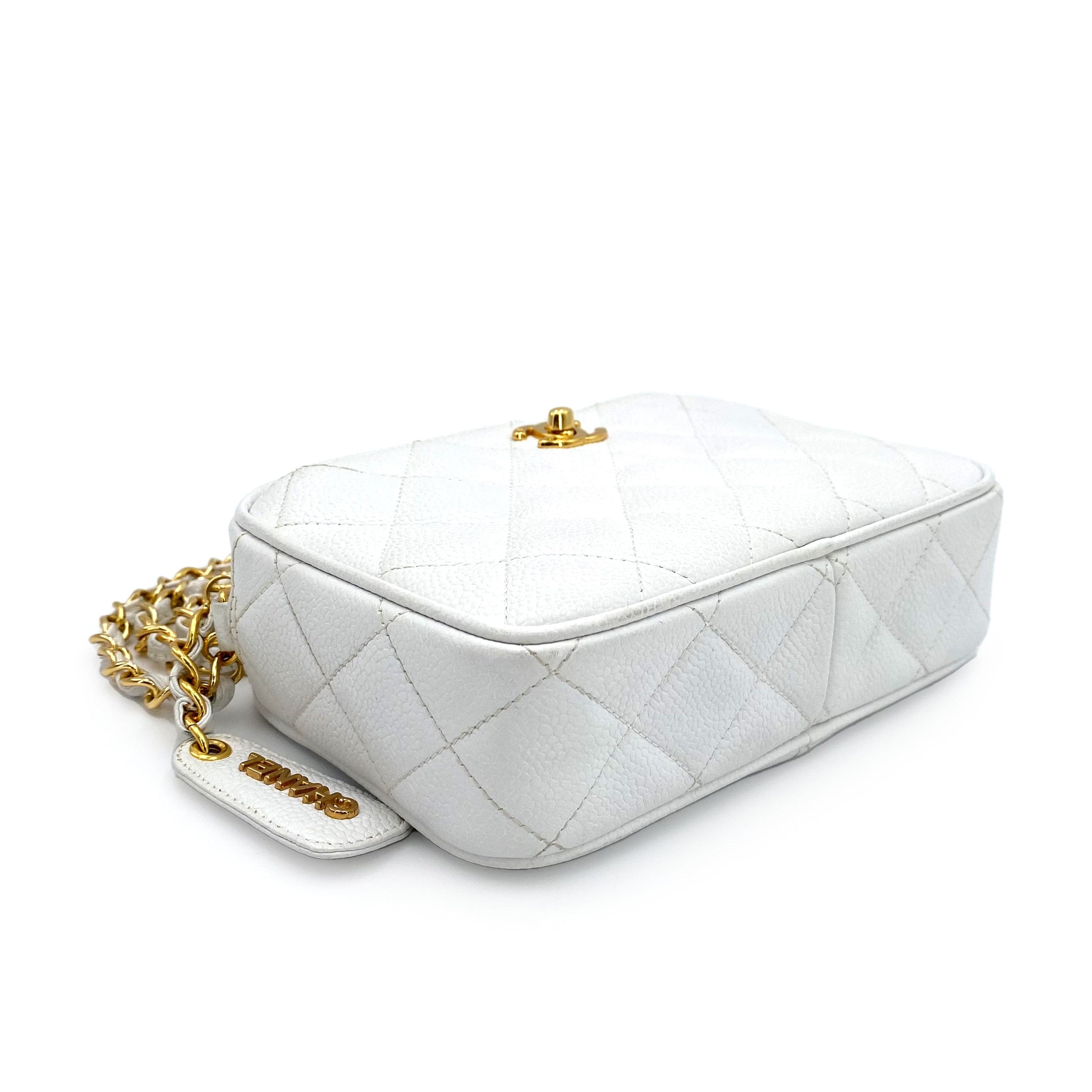 chanel CHANEL VINTAGE MATELASSE CHAIN SHULDER BAG WHITE CAVIAR SKIN 90241782