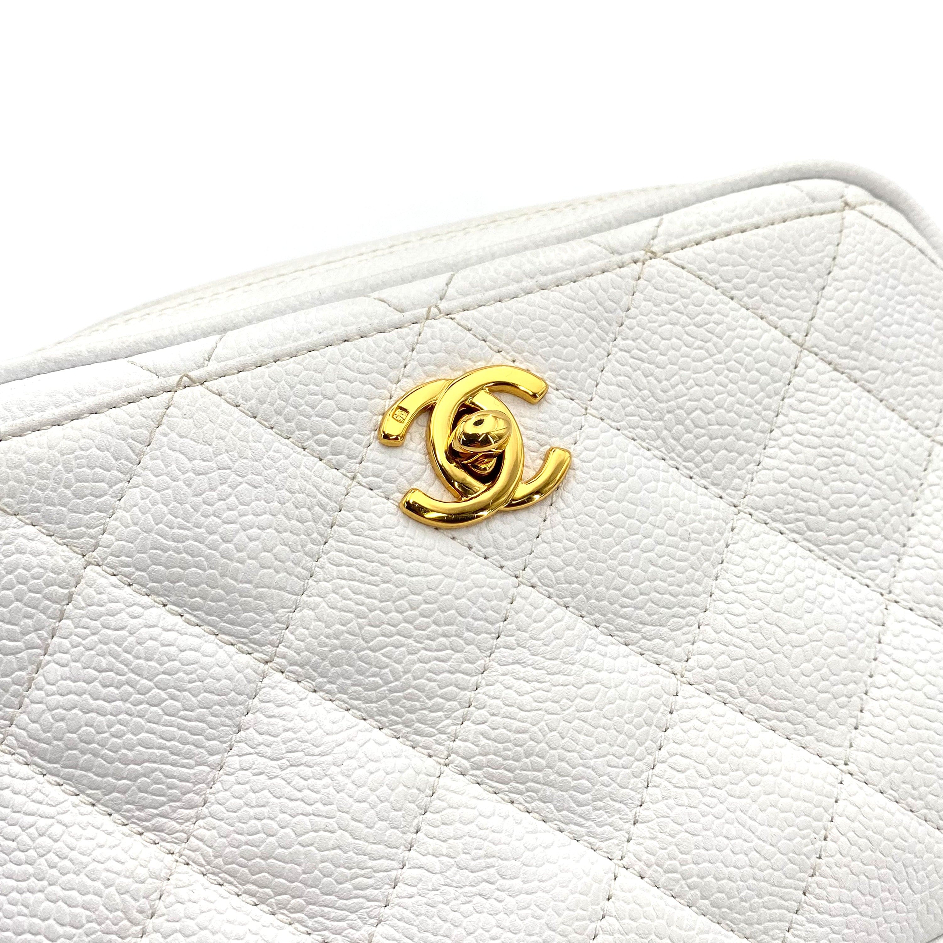 chanel CHANEL VINTAGE MATELASSE CHAIN SHULDER BAG WHITE CAVIAR SKIN 90241782