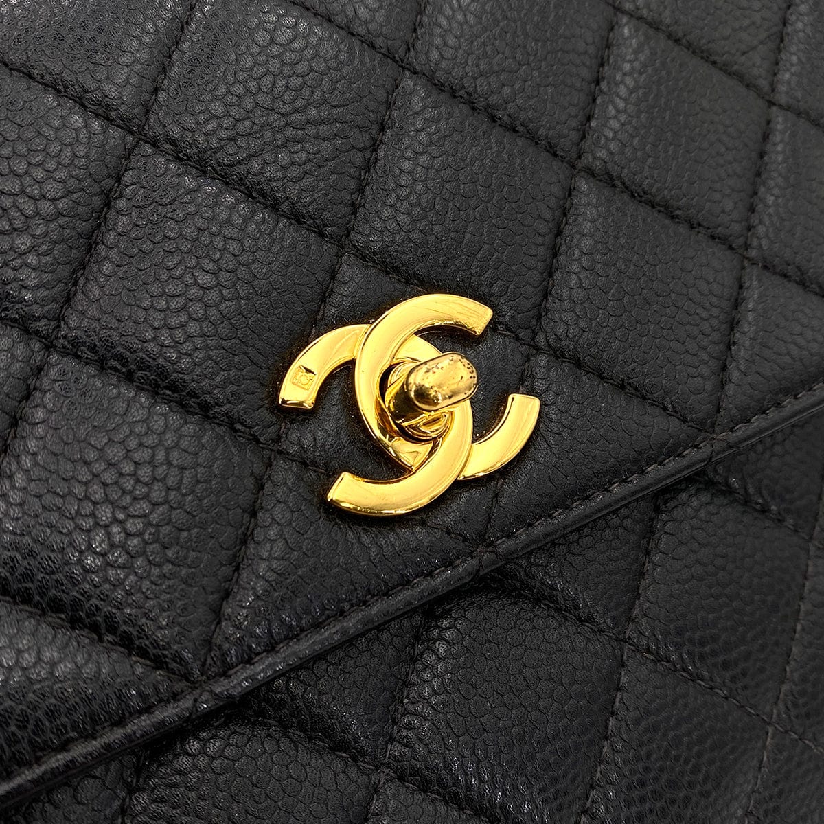 CHANEL CHANEL VINTAGE MATELASSE HAND BAG BLACK CAVIAR SKIN 90245067