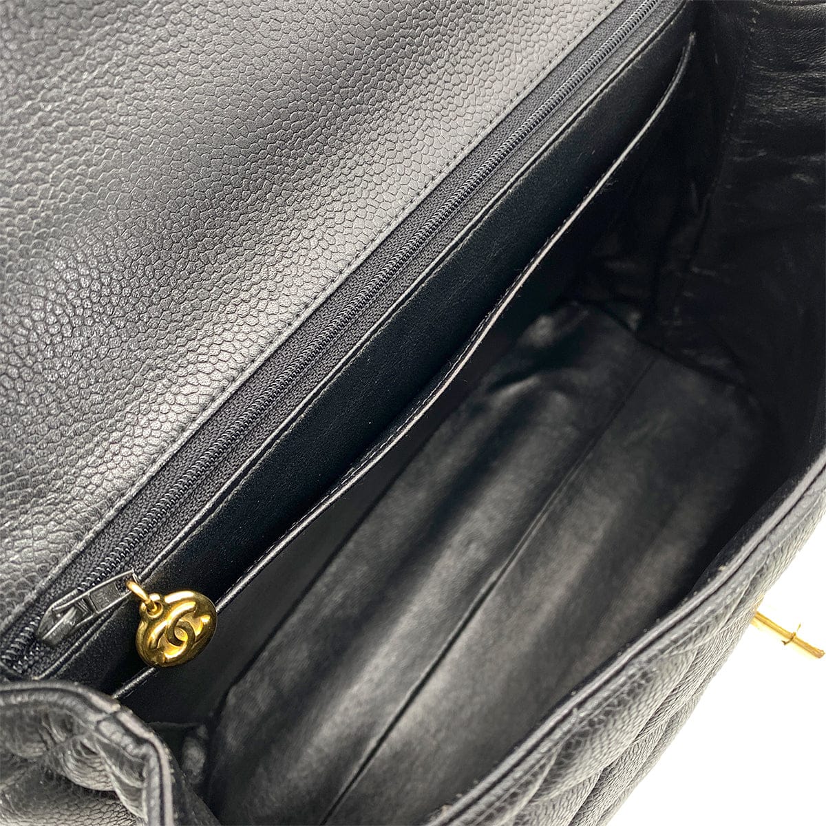Chanel CHANEL VINTAGE MATELASSE HAND BAG BLACK CAVIAR SKIN 90259695