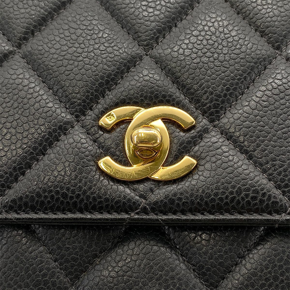 Chanel CHANEL VINTAGE MATELASSE HAND BAG BLACK CAVIAR SKIN 90259695