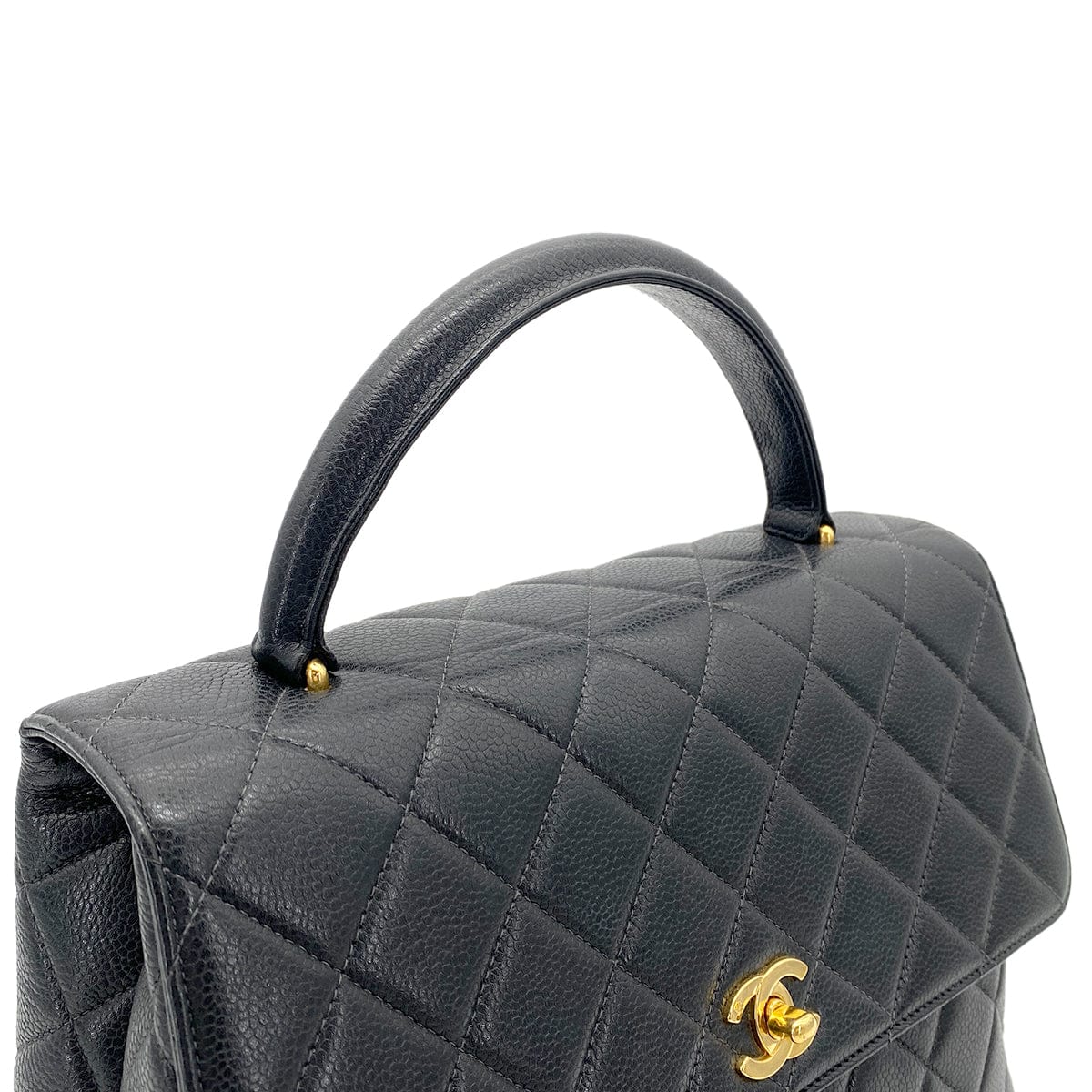 Chanel CHANEL VINTAGE MATELASSE HAND BAG BLACK CAVIAR SKIN 90259695