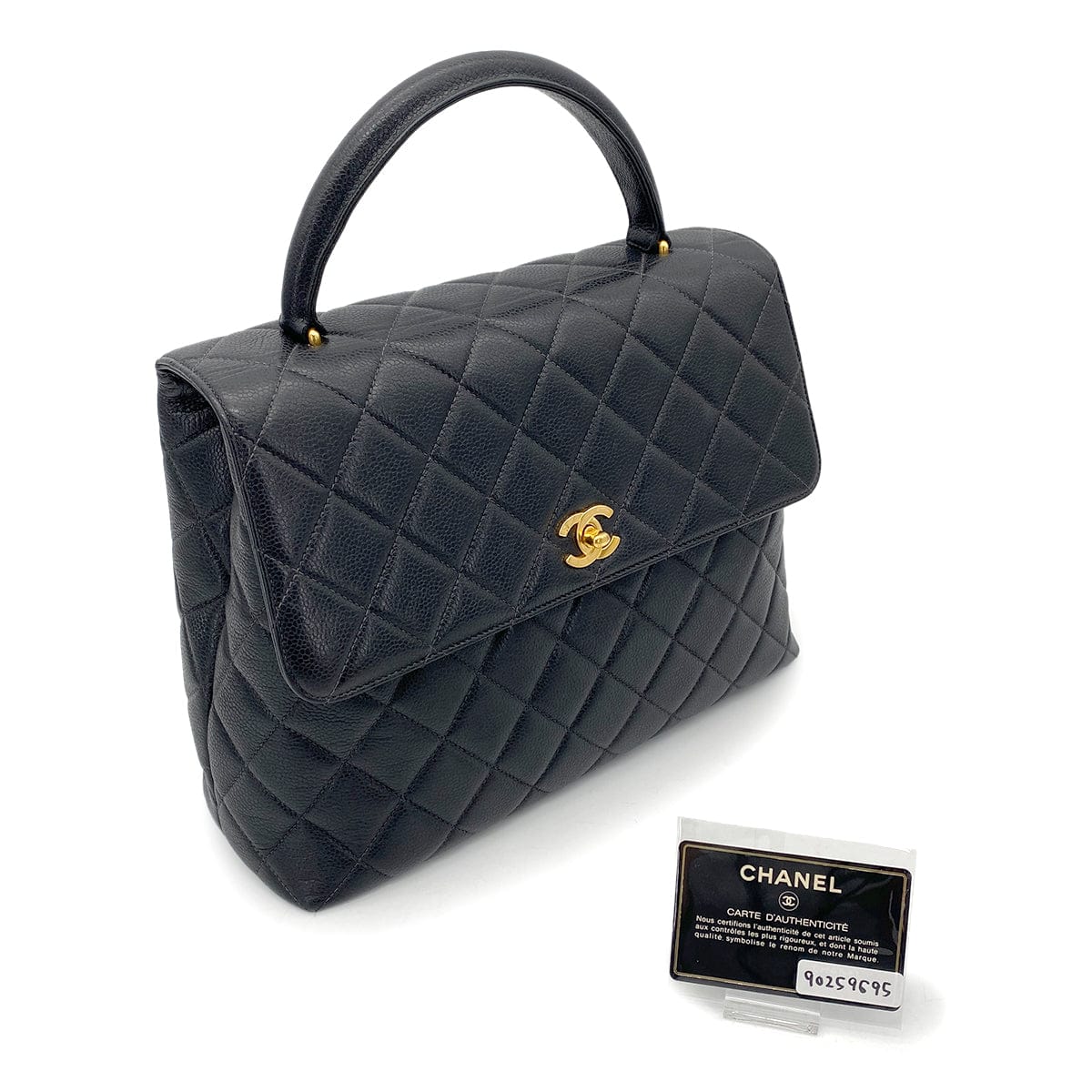 Chanel CHANEL VINTAGE MATELASSE HAND BAG BLACK CAVIAR SKIN 90259695