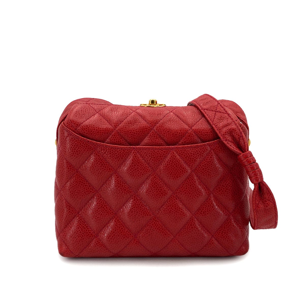 CHANEL CHANEL VINTAGE MATELASSE SHOULDER BAG RED CAVIAR SKIN 90248364