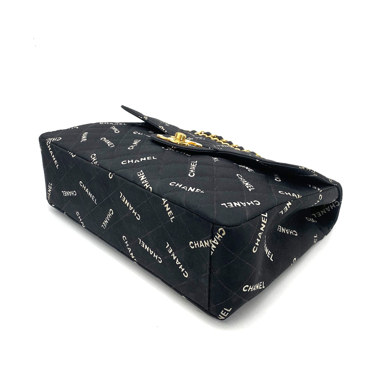 chanel CHANEL VINTAGE MAXI MATELASSE 34 CHAIN SHOULDER BAG BLACK CANVAS 90259889