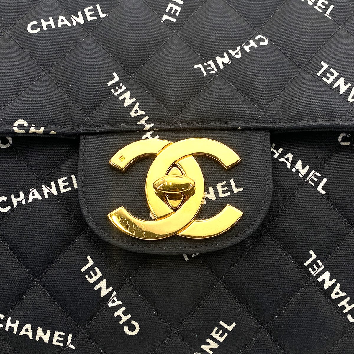 chanel CHANEL VINTAGE MAXI MATELASSE 34 CHAIN SHOULDER BAG BLACK CANVAS 90259889