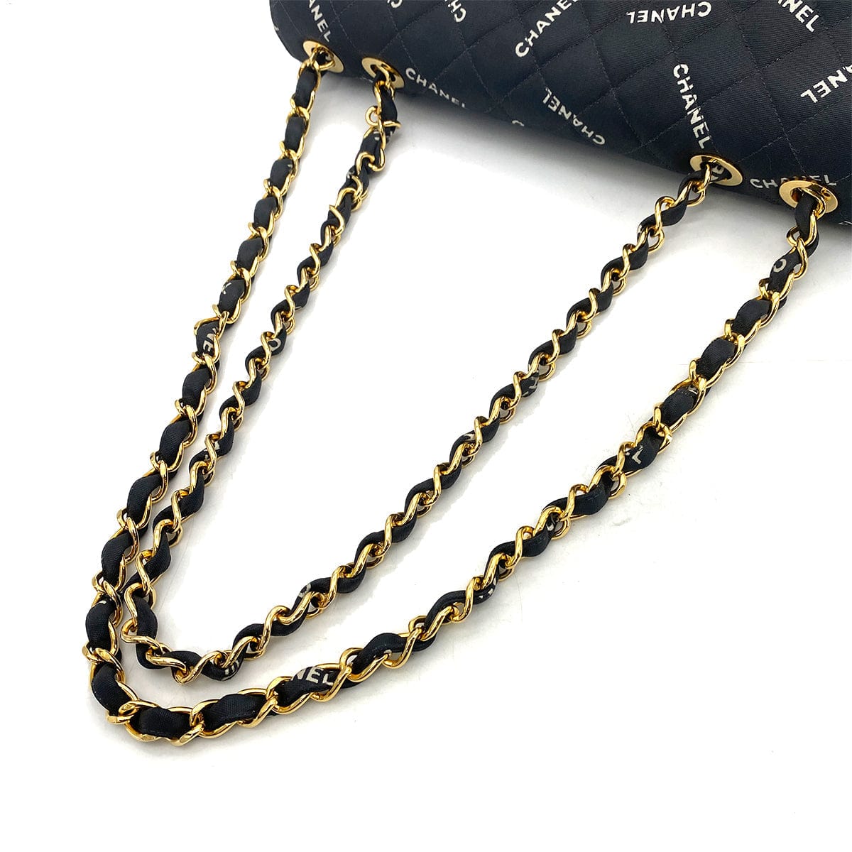 chanel CHANEL VINTAGE MAXI MATELASSE 34 CHAIN SHOULDER BAG BLACK CANVAS 90259889