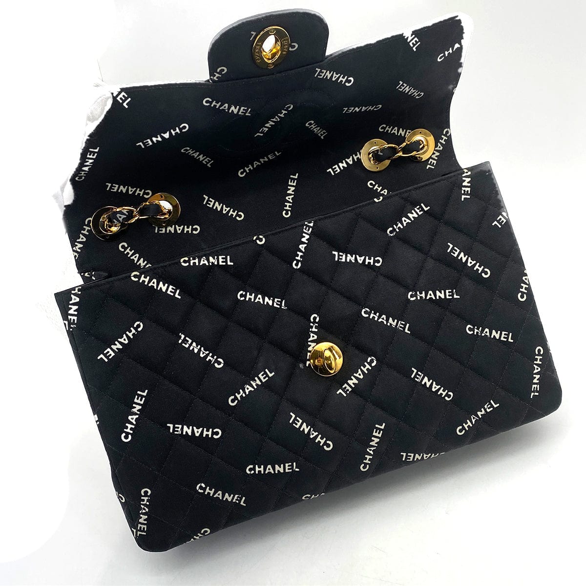 chanel CHANEL VINTAGE MAXI MATELASSE 34 CHAIN SHOULDER BAG BLACK CANVAS 90259889