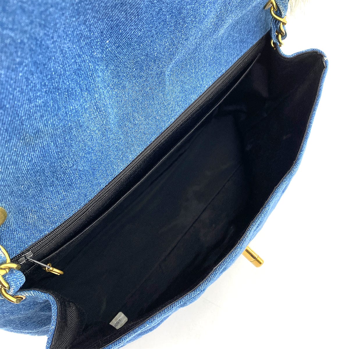 Chanel CHANEL VINTAGE MAXI MATELASSE 34 CHAIN SHOULDER BAG BLUE DENIM 90245553