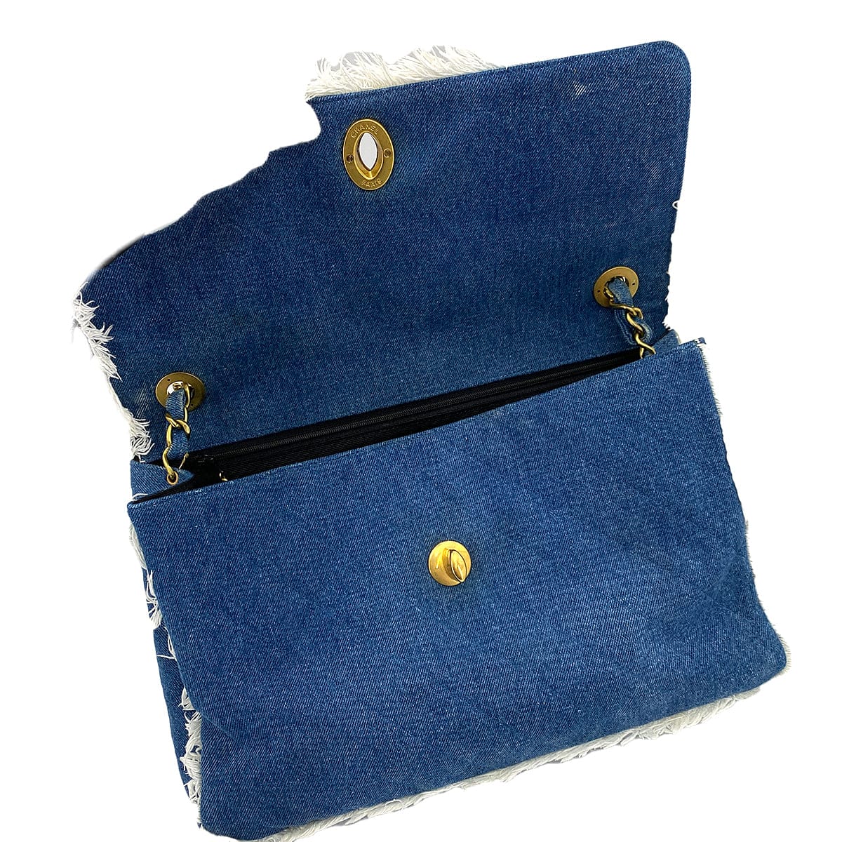 Chanel CHANEL VINTAGE MAXI MATELASSE 34 CHAIN SHOULDER BAG BLUE DENIM 90245553